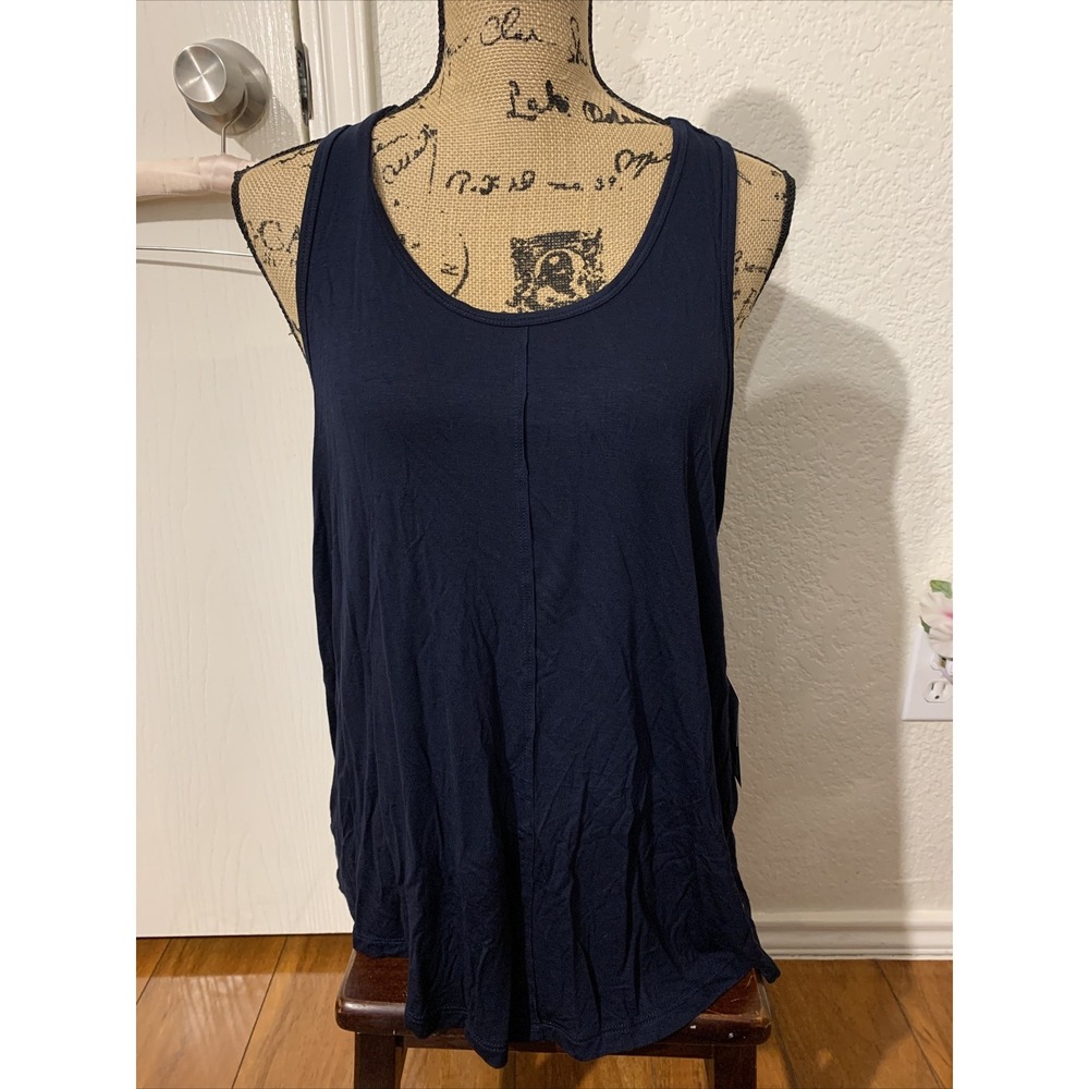 joy lab womens tank yoga top large navy blue soft stretchy Lightweight